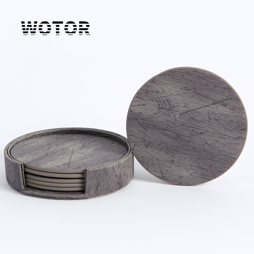 Marble Coaster Set - WOTOR 6 قطعة/الوحدة دائرة الخشب الحبوب