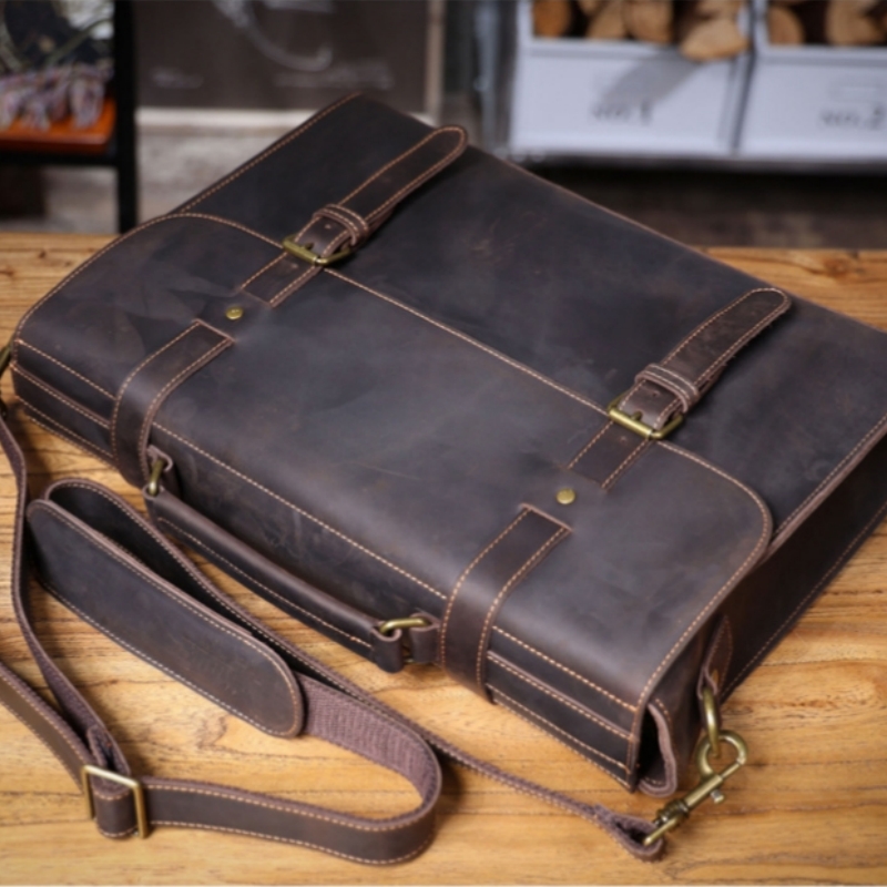 Leather Briefcase - حقيبة أعمال من الجلد الطبيعي للرجال
