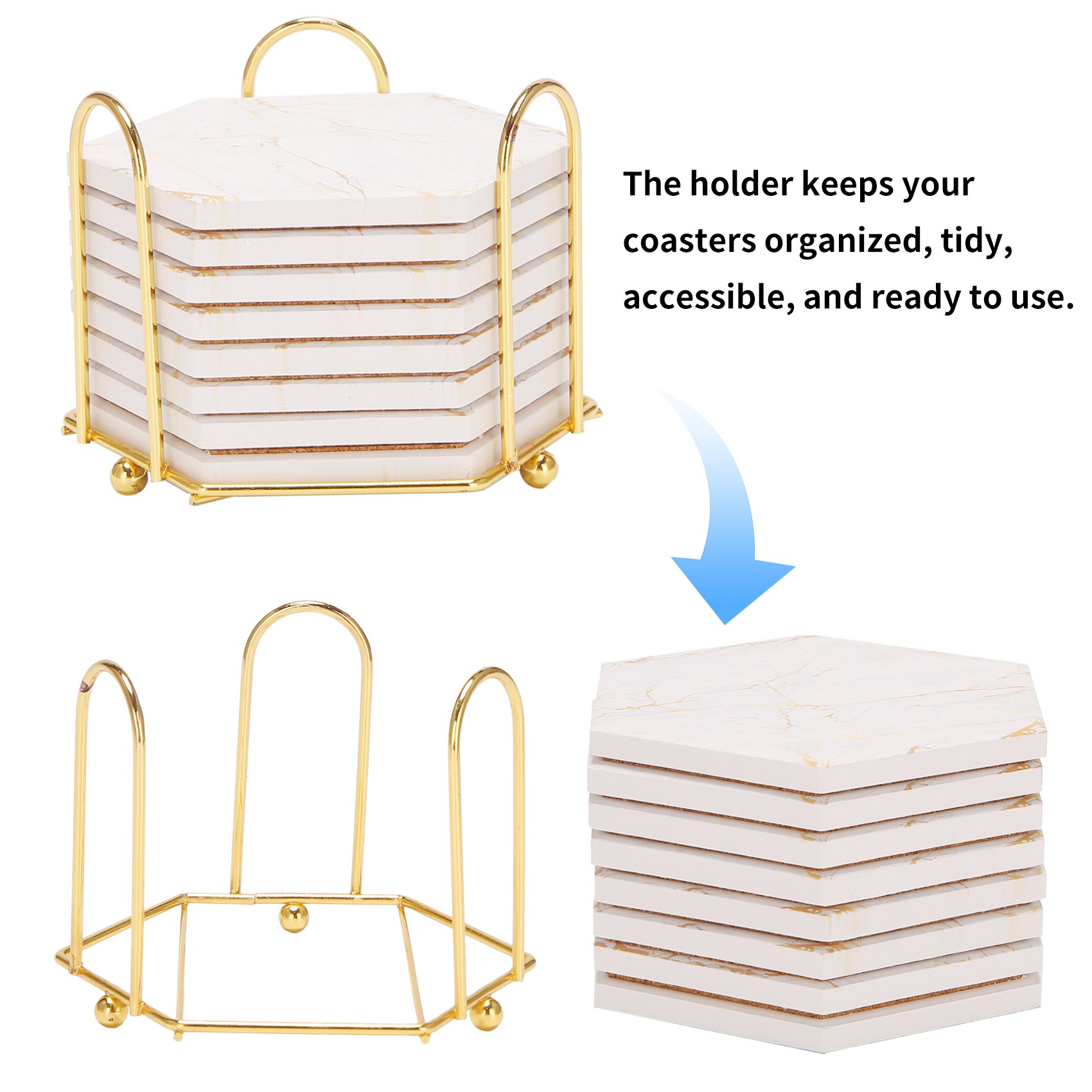 8 قطع من حاملات الأكواب الماصة - مراجعة Marble Coaster Set وسعره