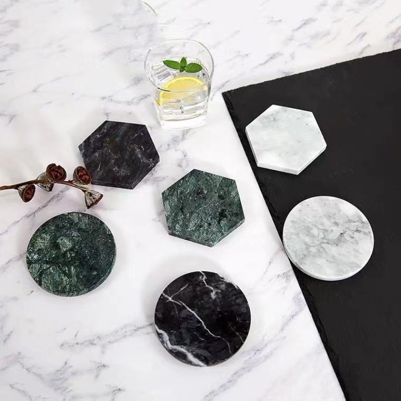 واقيات رخامية مستديرة مضادة لل - مراجعة Marble Coaster Set وسعره