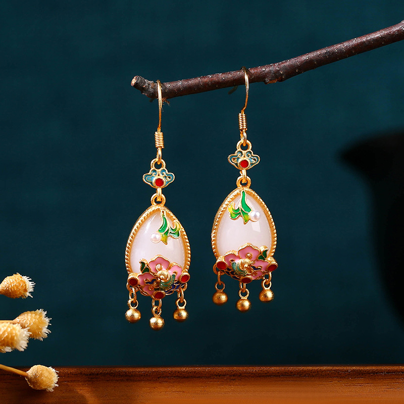 أقراط زهرة اليشم الطبيعية، تمي - مراجعة Gold Plated Jewelry وسعره